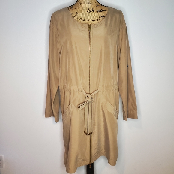 Soft Surroundings Tan Utility Zip Front Dress Size L - Picture 1 of 11